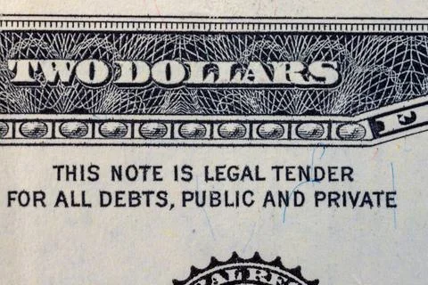 Close up of two dollar bill us currency Stock Photos