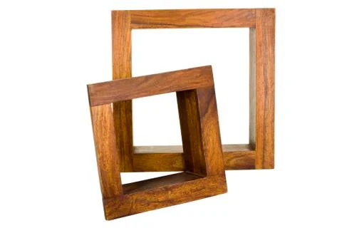 Close-up of two empty wooden frames Stock Photos