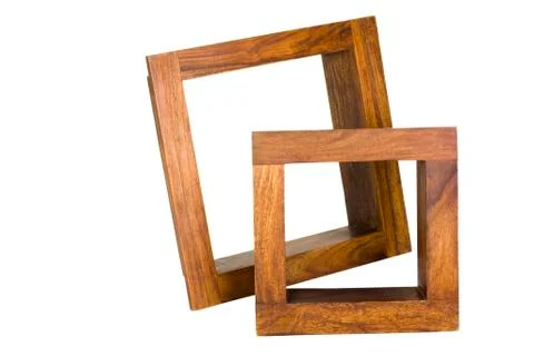 Close-up of two empty wooden frames Stock Photos