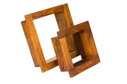 Close-up of two empty wooden frames 스톡 사진