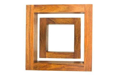 Close-up of two empty wooden frames Stock Photos