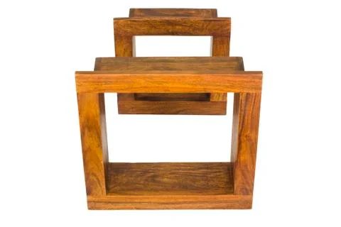 Close-up of two empty wooden frames 스톡 사진