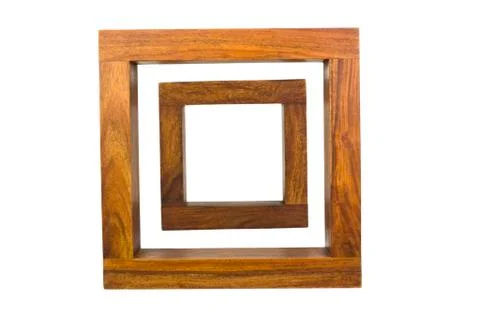 Close-up of two empty wooden frames 스톡 사진