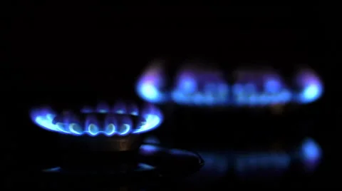 Close up of two gas burners Stock Footage 61320755