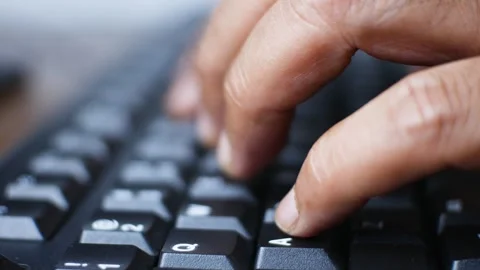 Close Up Two Hand Typing on Keyboard Personal Computer Stock Footage 290467888