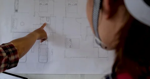Close up two hand young asian of building architect construction engineer Video stock 146682451