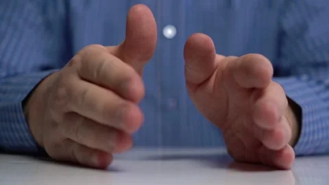 Close-up of two hands folded with fingers Stock Footage 166996761