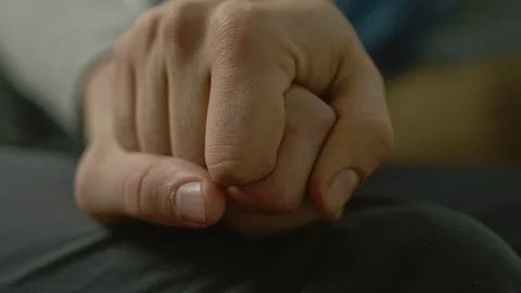 Close Up of Two Male Hands Gently Touching and Holding Each Other. Relationship Stock Footage 100224287