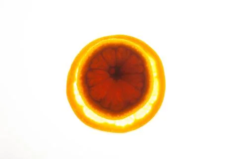 Close up two orange slices with backlite. macro photo Stock Photos