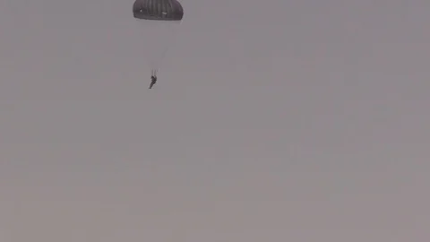 Close-Up on Two Paratroopers in the Sky Stock Footage 128553320