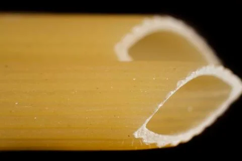 Close-up of two penne pastas Foto stock