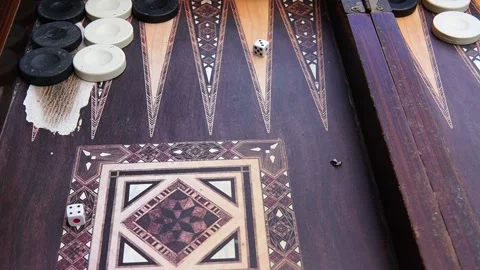 Close-Up of Two People Playing Turkish Backgammon Video stock 306100120
