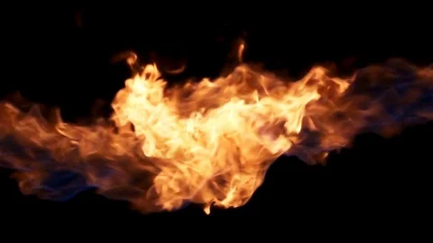 Close up of two streams of flame shot in studio slow motion Stock Footage 77134300