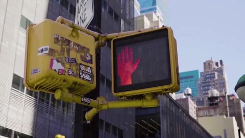 Close-up. Two traffic lights turn red and turn green. Countdown seconds. City Stock Footage 256738742