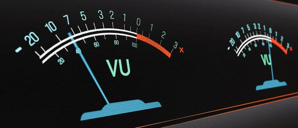  Close up of two VU (volume unit) or level meter. Close up of two VU (volu... Stock Photos