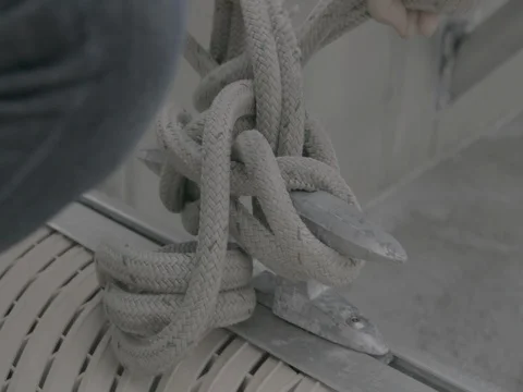 Close Up Tying Boat Knots Dock Stock Footage 75965858