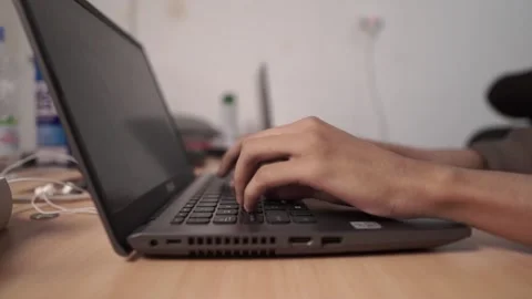 Close Up Type on A Laptop Keyboard Stock Footage 219301058