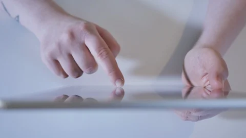 In this close up type of shot you can see young woman holding touch screen Stock Footage 101261702