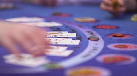 Close up of a typical Black Jack table during a game Video stock 56968168