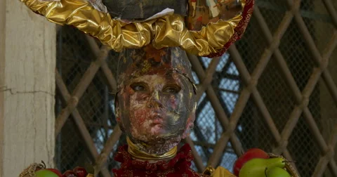 Close up of a typical venetian mask Stock Footage 47686511