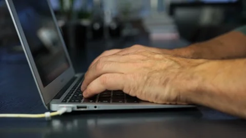 Close up typing and working on a modern laptop with chromakey and markers Stock Footage 126060858