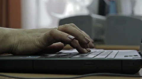 Close-up of typing female hands on keyboard Stock Footage 59791739