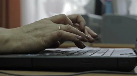 Close-up of typing female hands on keyboard Stock Footage 59791977