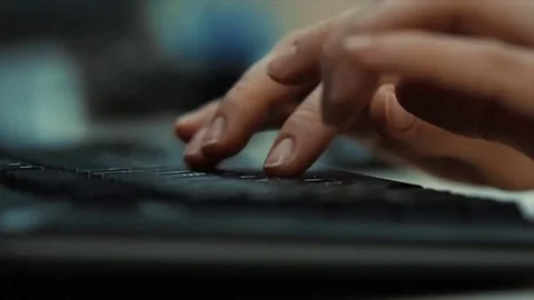 Close-up of typing female hands on keyboard Video stock 70134316