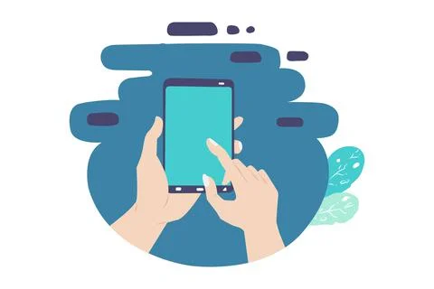 Close up a typing hand on mobile phone Stock Illustration