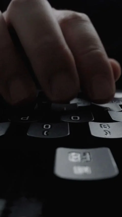 Close-up typing on keyboard with man fingers. Macro soft focus dolly shot. Stock Footage 290392595