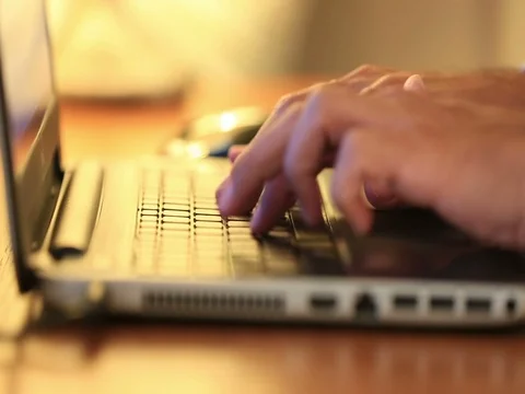 Close up typing laptop Video stock 73621947