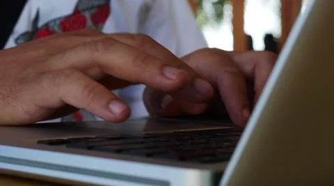 Close-up of  typing on a laptop keyboard Stock Footage 64101050