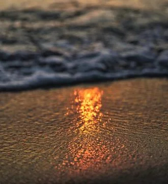 Close up uf waves during sunset over mediterranean Foto stock