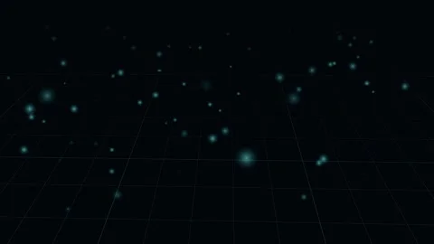 Close-up of ultra-sharp glowing cyan grid lines on dark surface with soft b.. Видео 345981401