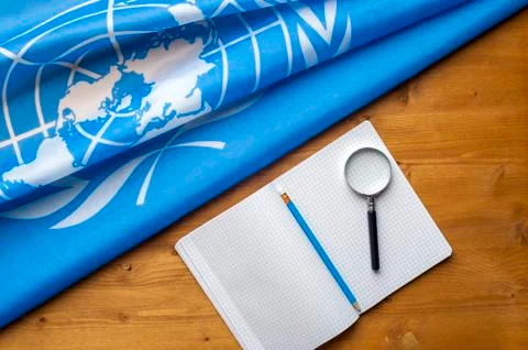 Close-up of the UN blue flag Stock Photos
