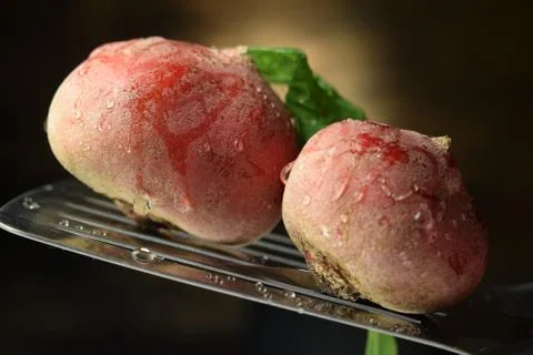 Close up on uncooked beetroot Stock Photos