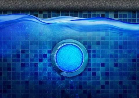 Close Up Under Water LED Light Swimming Pool Using Blue Color Light with Wave 스톡 일러스트