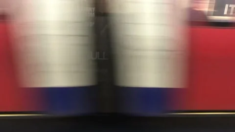 Close up Underground Subway Train passes through frame Stock Footage 213054466