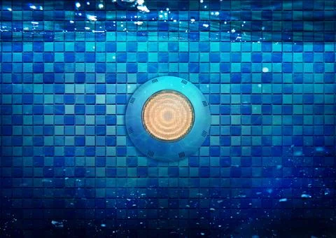 Close Up Underwater LED Light Application for Swimming Pool Yellow Color Stock Illustration