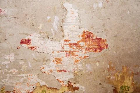 Close-up of uneven wall texture with spackle stains and plaster layers. Minim 스톡 사진
