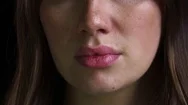Close Up Of Unhappy Woman's Lips Trembling Stock Footage