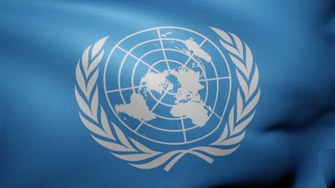 Close up of United Nations flag waving in wind. Flag background 4K UHD 60FPS Stock Footage 120152202