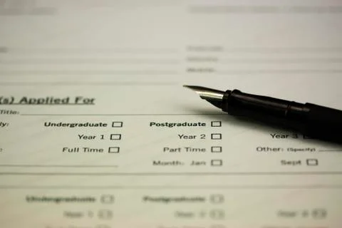 Close up of a university application form Photos