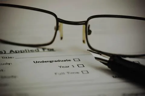 Close up of a university application form Stock Photos