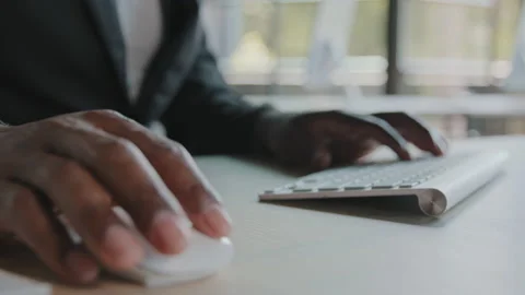 Close up unknown african american programmer businessman web designer work in IT Stock Footage 205326160