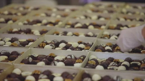 Close Up Unrecognizable Pastry Chef Packing Biscuits Stock Footage 143717884