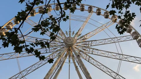 Close-up of the upper section of the Budapest Ferris Wheel at golden hour Stock Footage 340555210