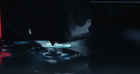 Close ups of a 3D printer moving and printing an object Stock Footage 301831147