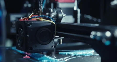 Close ups of a 3D printer moving and printing an object Stock Footage 301834514