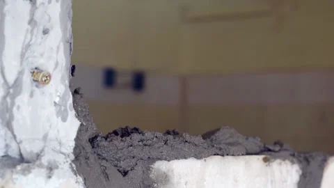 Close-ups of brick laying operations. Stock Footage 239630903